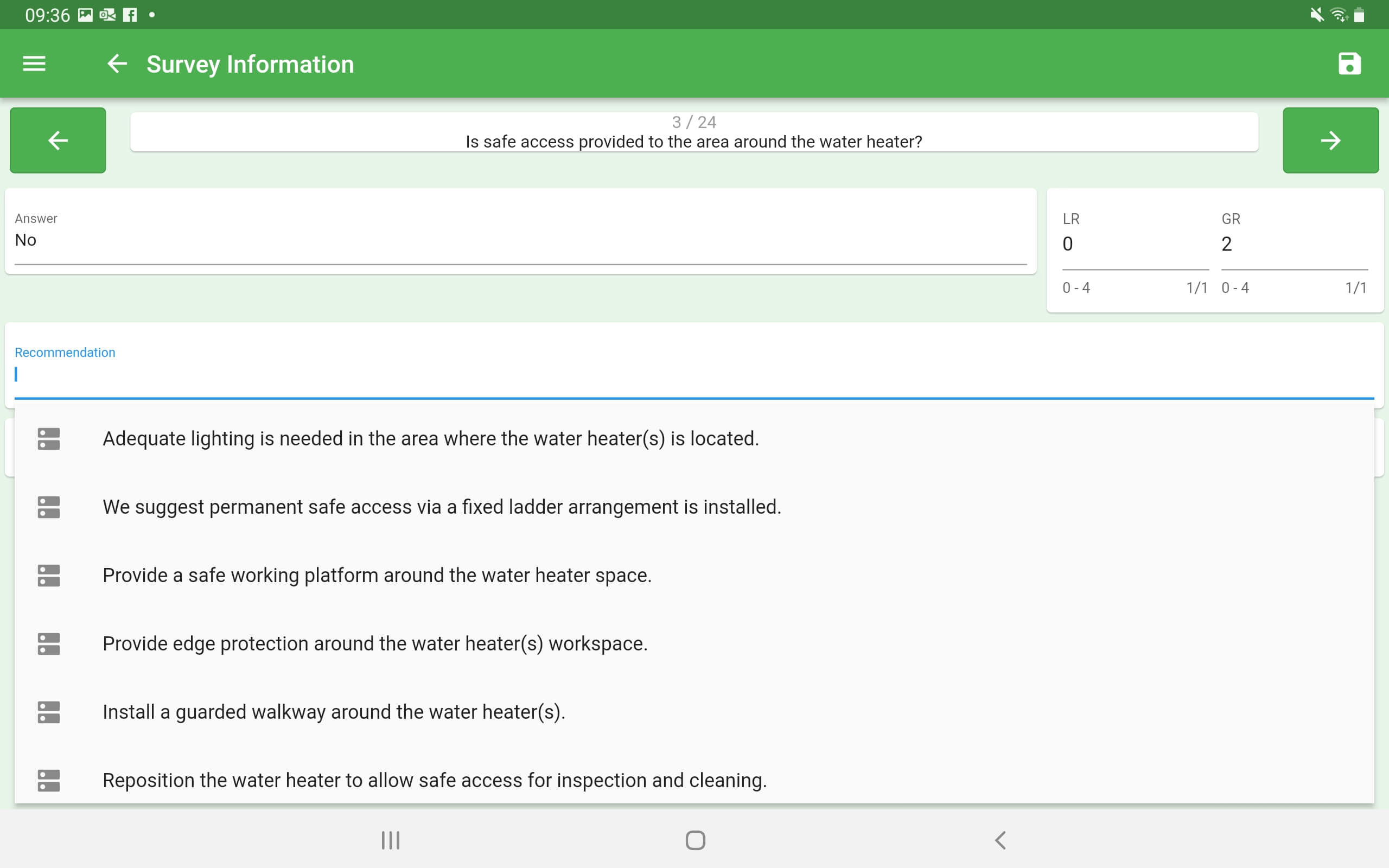 Mobile risk assessment surveys